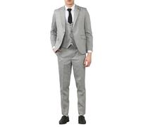 TruClothing IM200 - Men's Grey Tailored Fit Wedding 3 Piece Suit - 40" Jacket 34" Trousers
