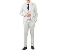 Men's 3 Piece Suit Stone Light Grey Tailored Fit Wedding Classic Prom Formal - Stone 50