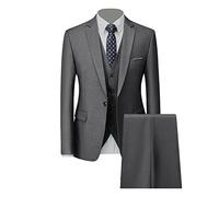 Men's 3 Pieces Suit Elegant Solid 1 Button Slim Fit Blazer Tux Vest Trousers Tuxedo Set for Dinner Party Prom Wedding (Dark Grey 2,3XL)