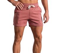 Men's 3" Short Slim Fitted Gym Workout Sweat Running Exercise Athletic Lounge Shorts, Red-2043, 34 Short