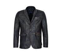 Men's 3450 Millano 2 Button Classic Blazer Black Rub Off Real Lambskin Leather Jacket Coat (2XL)