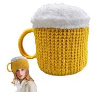 Men's 3D Beer Mug Cap - Hat, Funny Winter Headwear Soft Elastic Knitted | Party Costume, Wide Compatibility for Adult , Halloween, Oktoberfest,