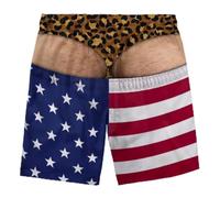Mens 3D Illusion Novelty Boxer Swim Trunks Funny Fake Briefs Beach Shorts with Hairy Legs Design Quick Dry Breathable Lightweight for Holiday Beach Party