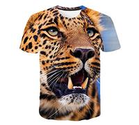 Men's 3D Leopard Graphic Print Short Sleeve T-Shirt Summer Fashion Pattern Tees Shirts Summer Casual Short Sleeve T-Shirt