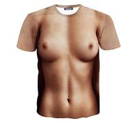 Men's 3D Naked Muscle Costume Funny Prank T-Shirt (P2,3XL), P2, 3XL