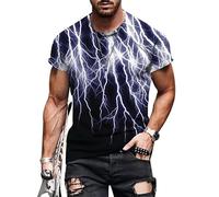 Mens 3D Optical Illusion Printed T Shirt Summer Personalized Casual Short Sleeve Round Neck Tee Shirts Tops