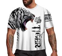 Men's 3D Print T-Shirt, Crew Neck, Oversized T-Shirts, Printed Men's Shirts, Short Sleeve Summer Shirt, Sports Shirts, Vintage Casual Tops, Cotton Tee, Streetwear, White, M