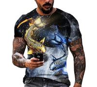 Men's 3D Printed Short Sleeve Carp Tops Koi Fish Lucky Fish Slim Fit T-Shirt Novelty Crew Neck Muscle Tee Tops