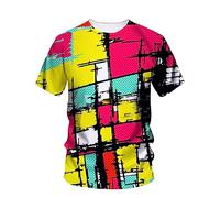 Mens 3D Printed Short Sleeve T-Shirts Abstract Art Graffiti Patterns T Shirts Summer Casual Personality Tees Tops (Color : 1, Size : XS)