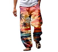 Mens 3D Printed Tracksuit Bottoms Elasticated Waist Hippie Bloomers Cargo Trousers Lounge Pants Beach Walking Running Jogging Sweatpants Breathable Casual Summer Pants Wide Leg Trousers Gold