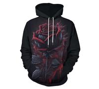 Men's 3D Rose Print Hoodie, Rose Graphic Sweatshirt,Unisex Couple Sweatshirts for Men Casual Hooded Drawstring Hoody with Pocket (B,M)