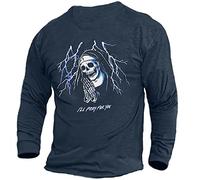 Men's 3D Skull Long Sleeve T-Shirt Street Hip Hop Loose Round Neck T-Shirts Blouse Plus Size Pullover Tops Tees