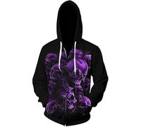Men's 3D Skull Print Zipper Hoodie Men's and Women's Casual Sweatshirts Hoodies