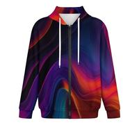 Men'S 3D Wavy Stripes Zip Up Hooded Sweatshirt, 3D Hip-Hop Style Hoodies, Soft And Breathable Sweatshirts With Pockets, Comfortable Against The Skin Mixed Colors Casual Long Sleeve Zipper Cardigan
