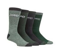 Jeep Men's 4 Pack Recycled Cotton Boot Socks | Thick Knit Full Cushioned Socks - Green / Charcoal - 6-11 UK