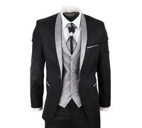 TruClothing Mens 4 PieceBlack Tailored Wedding Suit - Black - Size 50 (Chest)