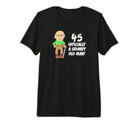 Mens 45 Officially Grumpy Old Man Over The Hill Funny Premium T-Shirt