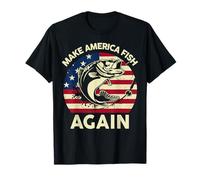 Mens 4th of July Shirt Make America Fishing Again Fish Dad Gift T-Shirt