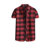 Mens 4XL Shirts Warm Shirt for Men Plaid Men Red Hawaiian Shirt Unisex Utility Military Button Down Workwear Check Short Sleeve Polyester Fabric Green Man