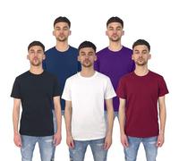 Mens 5 Pack 100% Soft Organic Plain Half Sleeves Casual Office Summer Tees Crew Neck Black, White, Wine, Navy, Purple Gym Fishing T-Shirt(Pack5, M)