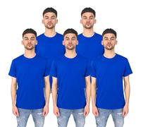 Mens 5 Pack Royal Blue Soft Organic 100% Plain Cotton Running Sports Workout T-Shirts Crew Neck Short Sleeves Casual Office Summer Tees(Pack5, M)
