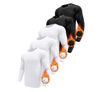Men's 5 Pack Set Warm Wool Fleece Lining Long-Sleeved Sports Base Layer Cold Protection Equipment Winter Skiing Sports Bottom Shirt 5P01-2XL