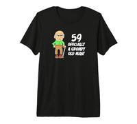 Mens 59 Officially Grumpy Old Man Over The Hill Funny Premium T-Shirt