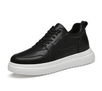 Men's 6/8/10 cm Height Elevator Trainers - Unisex Breathable Lace Up, Non Slip Hidden Heel Lift Casual Shoes for Sports and Daily Life Black