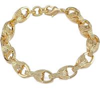 Men's 6-inch Gold 9mm 3D Patterned Tulip Bracelet: Exquisite Detailing, Lobster Claw Clasp, Ideal Fit for 6-inch Wrists with a Luxurious Weight of 23 grams - Bling King London