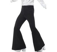 Mens 60s 70s Black Flared Trousers Bell Bottom Disco Hippie Fancy Dress Costume