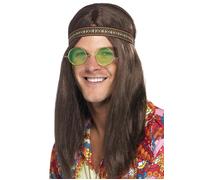 Mens 60s 70s Fancy Dress Kit Headband + Specs + Necklace Instant Kit Adults