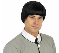 Mens 60s Mersey Beat Black Wig for Adult 60s Pop Band Music Fancy Dress Costume