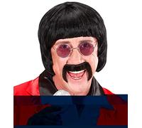 Mens 60s Music Man withTash - Black Wig for Hair Accessory Fancy Dress