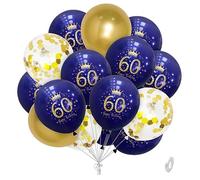 Mens 60th Birthday Balloons Navy & Gold 60th Birthday Decorations for Men 20 Pack by Wonsta