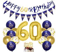 Mens 60th Birthday Decorations Blue Gold 60th Navy Gold Birthday Decorations by Wonsta