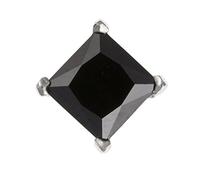 MENS 6MM Square Black Cubic Zirconia (CZ) Set Single Stud Earring/Ear Stud - 925 Sterling Silver