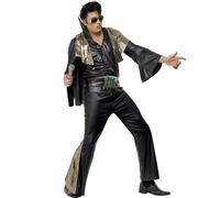 Mens 70s 1970s Licensed Elvis Presley Fancy Dress Costume Black New by Smiffys