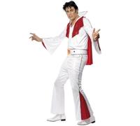 Mens 70s 1970s Licensed Elvis Presley Fancy Dress Costume White New by Smiffys