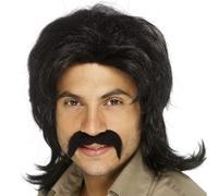 Mens 70s 1970s Retro Guy Fancy Dress Wig Black 70's Wig by Smiffys
