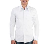 Mens 70s Disco Hip Hop Shirts Casual Button Down Paisley Floral Vintage Long Sleeve Large Collar Shirt, White, 3XL