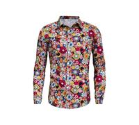 Mens 70s Disco Shirt Hip Hop Long Sleeve Button Down Shirt Casual Retro Floral Funny Shirts Hippie Outfit for Men, Flower, Large