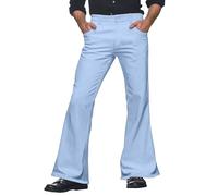 Mens 70S Fancy Dress Flared Trousers Mens Bell Bottom Pants, 70S Disco Flared Pants, 60S Slim Flare Trousers, Men Casual Flare For Theme Parties, Festivals, Everyday Casual Wear