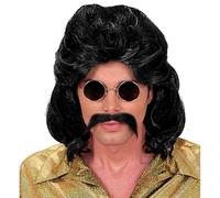 Mens 70s Man & Moustache - Black Wig for Hair Accessory Fancy Dress