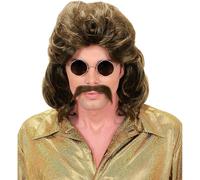 Mens 70s Man & Moustache - Brown Wig for Hair Accessory Fancy Dress