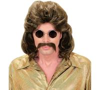 Mens 70s Man & Moustache - Brown Wig for Hair Accessory Fancy Dress