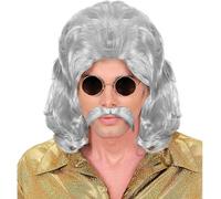 Mens 70s Man & Moustache - Grey Wig for Hair Accessory Fancy Dress