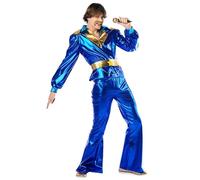 Mens 70s Pop Star Blue Dancing King Costume (Extra Large (44-46 chest))