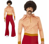 Mens 70's Retro Guy Disco Flared Trousers 1970s Hippy Fancy Dress Costume M-XL