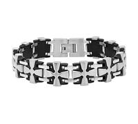 Men's 8.5" Stainless Steel Celtic Cross Link Bracelet with Black Finish Hypoallergenic Robust