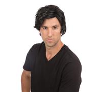 Mens 80s Boyband Wig Black Side Pattern Fancy Dress Costume Accessory